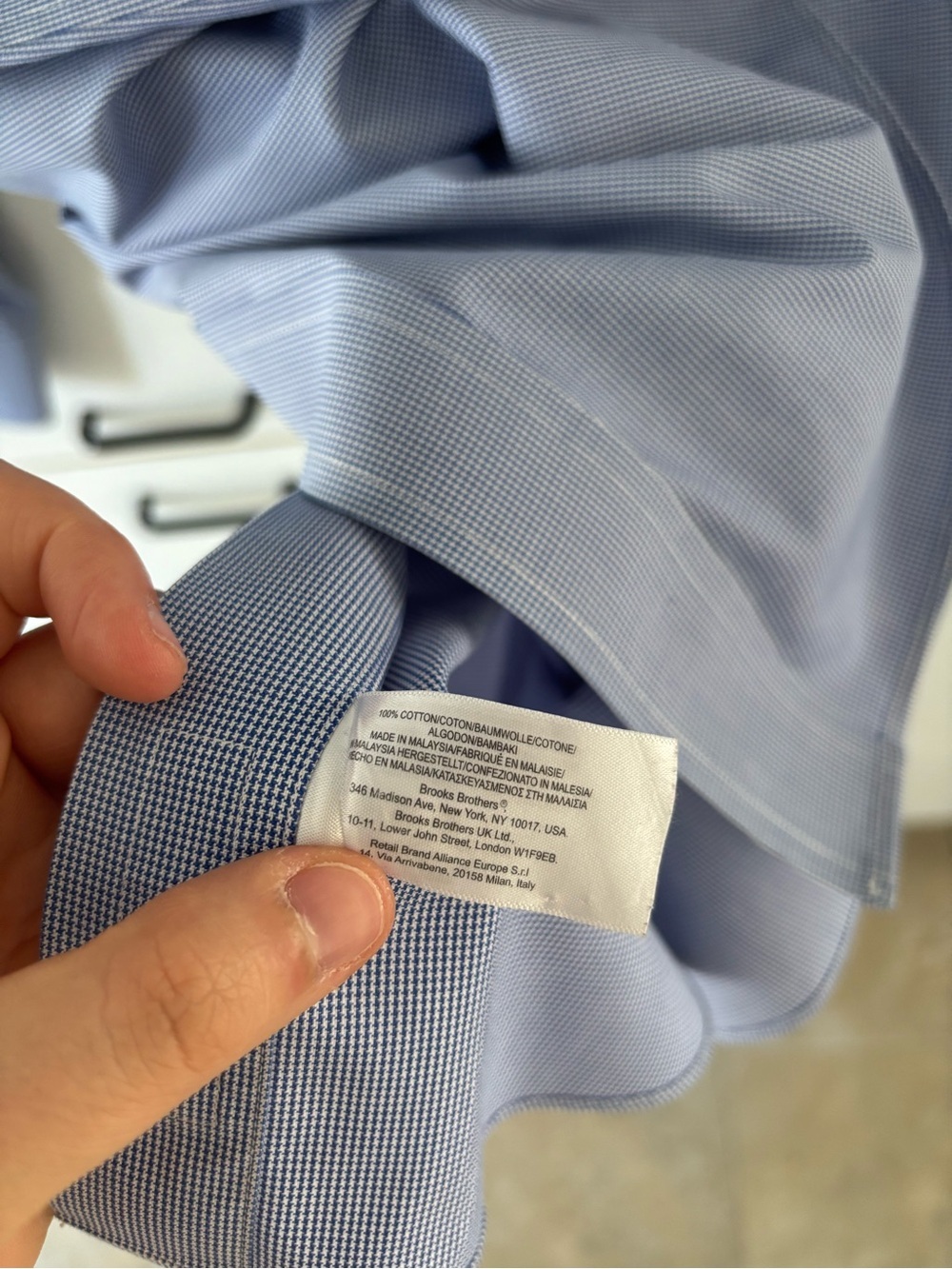 Brooks Brothers Non-Iron Blue Micro Check Slim Fit Dress Shirt 17.5-34 Corporate - Picture 6 of 10